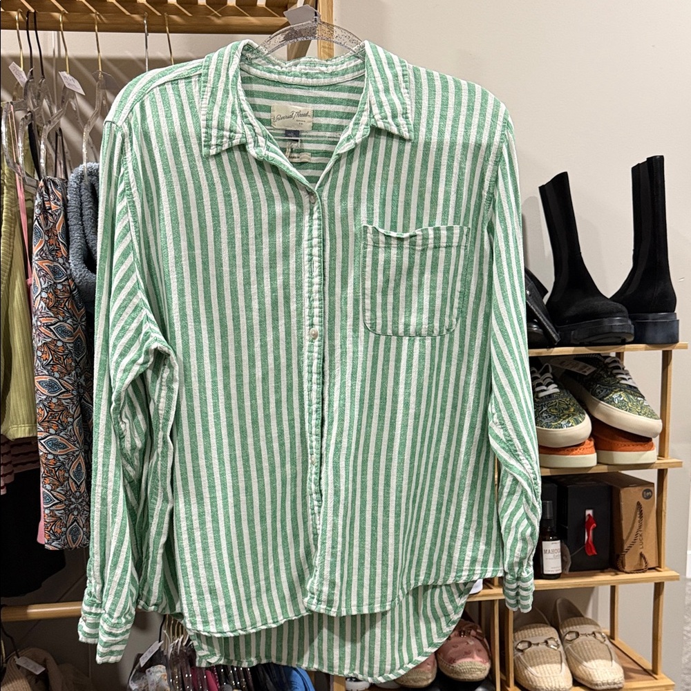 Universal Thread Mint Striped Button Down Shirt X… - image 2